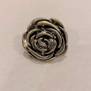 Silver Color Rose Statement Ring.